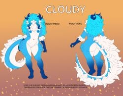 4_ears absurd_res anthro ass big_butt blue_body blue_fur blue_hair blue_lips blue_nipples breasts chest_tuft claws cloudy_(zortrex) curvy_figure dragon english_text fangs female fluffy fluffy_chest fluffy_tail fur furred_dragon furred_scalie genitals hair hi_res horn innie_pussy lips long_hair long_tail multi_ear multicolored_body multicolored_fur mythological_creature mythological_scalie mythology neck_tuft nipples pussy scalie small_breasts solo tail teeth text thick_thighs tuft white_body white_fur zortrex