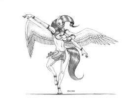 anthro baron_engel belly_dancer breasts clothing cutie_mark dancing equid equine female fluttershy_(mlp) friendship_is_magic greyscale harem_outfit horse jewelry looking_at_viewer mammal monochrome my_little_pony navel nipple_piercing nipple_tassels nipples piercing pony pussy simple_background smile solo straight_hair tassels traditional_media_(artwork) white_background wings