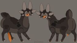 2025 6_ears absurd_res alien animal_genitalia anus artist_name big_anus black_sclera brown_background brown_body brown_countershading brown_hair brown_theme cloven_hooves countershading dewclaw_hooves duo emionix erection feral flat_colors front_view genitals hair half-closed_eyes hi_res hooves huge_anus hyper hyper_anus lidded_eyes long_penis looking_at_viewer looking_away lurkerbeast machine male miam_(emx) monav_(emx) mouthless multi_ear narrowed_eyes nonbinary_(lore) noseless omnitope orange_eyes orange_penis overweight overweight_feral overweight_male penis penis_tip plated_scales quadruped rear_view robot sackless scutes segmented_legs segmented_neck sheath short_tail sibling_(lore) simple_background standing tail text thick_neck thick_tail three-quarter_view toony twins_(lore) unguligrade unusual_ears