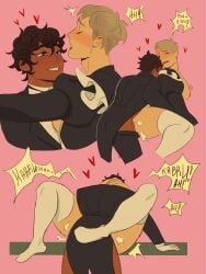 2boys anal anal_sex balls big_pecs bigger_penetrated blush dark-skinned_male dungeon_meshi gay kabru laios_touden maid_outfit male male_focus male_only nipples nude nude_male open_mouth pecs penetration penis penis_in_ass small_dom small_dom_big_sub small_top_big_bottom smaller_penetrating smaller_penetrating_bigger zloyhedgehog