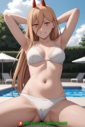 1girls ahq_hentai ai_generated bikini breasts chainsaw_man female medium_breasts patreon perfect_body poolside power_(chainsaw_man) sexy stable_diffusion