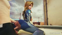 1boy 1girls 3d animated blonde_hair capybani faceless_male fantastic_four invisible_woman invisible_woman_(marvel_rivals) looking_back marvel marvel_comics marvel_rivals ripped_bodysuit sound sue_storm tagme video