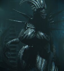 3d alien alien_(franchise) alien_girl big_breasts breasts female_xenomorph huge_breasts monster_girl sharp_teeth vensaku xenomorph