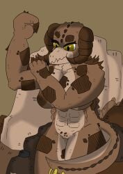 abs absurd_res animal_humanoid anthro breasts deathclaw deathclaw_humanoid fallout female female_focus flexing hi_res horn humanoid microsoft muscular muscular_anthro muscular_female noonearts piercing reptile scalie scalie_humanoid solo tail thick_thighs