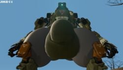 1_eye bigger_male blue_eyes bt-7274 bulge huge_balls huge_cock huge_cock josh-u4 looking_down machine massive_penis mecha taller_male thick_thighs thong titanfall titanfall_2