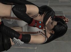 3d black_hair breast_grab breasts dissidia dissidia_final_fantasy female final_fantasy final_fantasy_vii kissing selfcest tifa_lockhart yuri