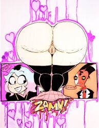 anus ass ass_bigger_than_head big_ass blitzo_(helluva_boss) emberlynn_pinkle emberlynn_pinkle_(human_form) fat_ass fat_butt female helluva_boss human human_female nutboiart8008 praise_da_booty_(meme) presenting presenting_anus presenting_ass presenting_hindquarters presenting_pussy pussy skirt_down stockings wanting_sex wants_to_be_fucked