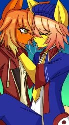 2025 airiin220 blush brainrot cyberairiin_(airiin220) female female_only freckles french_kiss horse horse_race_test horse_race_tests jovial_merryment kissing lightning_strikes_thrice lime_eyes public reverse_trap short_hair tomboy tongue yuri