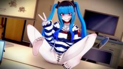 barefoot black_toenails bottomless darumi_amemiya female goth_girl pale_skin pubic_hair pussy the_hundred_line_-last_defense_academy- toenail_polish toes