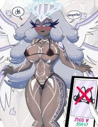 1girls bikini grey_skin grimmie02 micro_bikini sera_(hazbin_hotel) small_bikini solo white_hair