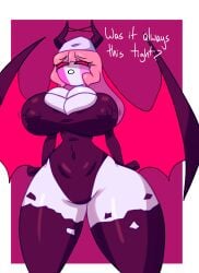 ? arms_behind_back belly_button big_breasts boob_window breasts down_angle fnf_(full_comfort_style) friday_night_funkin friday_night_funkin_mod full_comfort glowing_eyes horns long_hair nipples_visible_through_clothing pink_hair questioning sarvente_(demon_form) sarvente_(dokki.doodlez) slim_waist succubus tagme tight_clothing wide_hips wings