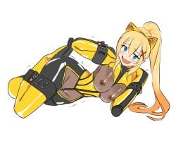animal_ear_hairband armbinder bdsm_outfit big_breasts bitchsuit bondage breasts corset darkness_(konosuba) eudetenis kono_subarashii_sekai_ni_shukufuku_wo! latex latex_suit legbinder petplay visible_breasts visible_nipples