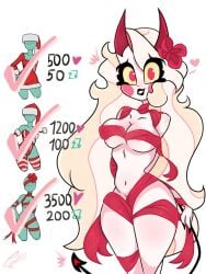 1girls charlie_morningstar_(hazbin_hotel) christmas gift hazbin_hotel holidays solo