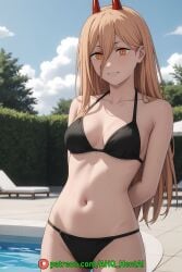 1girls ahq_hentai ai_generated bikini breasts chainsaw_man female medium_breasts patreon perfect_body poolside power_(chainsaw_man) sexy stable_diffusion