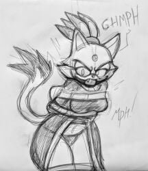 1girls anthro arms_behind_back arms_bound arms_bound_behind_back arms_restrained arms_tied arms_tied_behind_back ball_gag ball_gagged blaze_the_cat bondage bound bound_arms bound_legs captured captured_heroine cat_ears cat_humanoid cat_tail clothed clothed_female clothes clothing darkman-zero english english_text female female_only furry furry_female furry_only gag gagged gagged_speech gagging_noise legs_bound legs_restrained legs_tied long_tail monochrome no_pants panties restrained restrained_arms restrained_legs restraints sketch solo solo_female sonic_(series) sonic_the_hedgehog_(series) standing tape tape_bondage tied tied_arms tied_legs tied_up