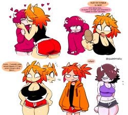 big_ass big_ass_(female) big_breasts black_shorts black_tank_top blush booty_shorts breasts femboy femdom flaky_(quavernsfw) huge_ass huge_boobs huge_booty huge_breasts kissing large_boobs large_breasts large_tits malesub mango_quaver_(female) mango_quaver_(male) orange_hair orange_jacket purple_tank_top quavernsfw red_hair red_shorts red_sweater red_tongue short_shorts straight strawberry_quaver subby voluptuous voluptuous_female