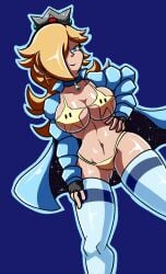 badass big_breasts bikini breasts crown curvy curvy_figure jacket mario_(series) nintendo princess_rosalina robveemo stars super_mario_galaxy thick_breasts thighhighs winter yellow_hair