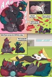 2025 absurd_res animal_genitalia animal_penis anthro anus areola ass balls big_breasts big_butt big_tail biped black_body black_hair black_nose bodily_fluids breasts buckteeth canine_genitalia canine_penis claws comic cuddling cum cum_from_pussy cum_in_pussy cum_inside delphox dialogue digitigrade duo dynamax english_text erection female female_penetrated fuf generation_4_pokemon generation_5_pokemon generation_6_pokemon genital_fluids genitals hair heart_symbol hi_res inner_ear_fluff kneeling kneeling_sex knot knotting leaking_cum long_hair looking_pleasured lying lying_on_ground male male/female male_penetrating male_penetrating_female neck_tuft nintendo nipples on_back on_ground open_mouth pachirisu penetration penile penile_penetration penis penis_in_pussy pokemon pokemon_(species) pussy pussy_juice_on_penis rosy_cheeks sex sheath short_hair sleeping solo sound_effects speech_bubble spiked_tail spikes spikes_(anatomy) tack's_mom_(petokikka) tail teeth text toe_claws tongue tuft vaginal_fluids vaginal_knotting vaginal_penetration vaginal_penetration white_body yellow_body zoroark