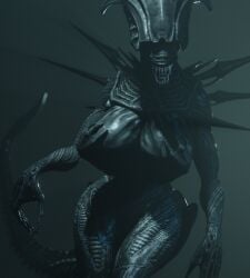 3d alien alien_(franchise) alien_girl big_breasts breasts female_xenomorph huge_breasts monster_girl sharp_teeth vensaku xenomorph