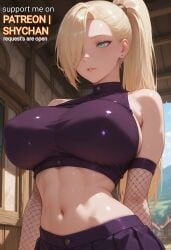 1female 1girls 2025 ai_generated big_breasts blonde_hair blue_eyes breasts breasts busty crop_top curvy curvy_female curvy_figure female hair_over_one_eye huge_breasts ino_yamanaka ino_yamanaka large_breasts long_hair naruto naruto_(series) naruto_shippuden patreon patreon_username ponytail skirt solo solo_female solo_focus stable_diffusion tight_clothing voluptuous voluptuous_female