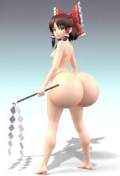 1girls 3d ai_generated ass ass_focus big_ass big_butt bottom_heavy breasts brown_hair bubble_butt caked_up completely_nude completely_nude_female fat_ass female female_only flat_chest hair_tubes huge_ass huge_butt large_ass light-skinned_female light_skin looking_at_viewer naked naked_female nude nude_female plain_background red_bow reimu_hakurei render round_ass short_hair small_breasts solo standing super_smash_bros. super_smash_bros._brawl thick_ass touhou wide_hips