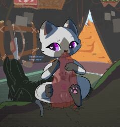 a_cat_is_fine_too animated bird_wyvern bodily_fluids bow_(weapon) brown_body brown_fur brown_inner_ear capcom clitoris desert_background detailed_background digital_media_(artwork) domestic_cat dragon duo european_mythology feet felid feline felis felyne female feral feral_on_feral foot_fetish foot_play footjob fur genital_fluids genitals gloves_(marking) handjob heart_eyes heart_symbol leaking_precum licking lynian male male/female mammal markings melee_weapon monster_hunter multicolored_body multicolored_fur mythological_creature mythological_scalie mythology oral palico paw_markings paws penile penis penis_lick pixel_(artwork) pixel_animation precum purple_eyes pussy ranged_weapon scalie seikret sex size_difference smile sword tail tongue weapon western_dragon white_body white_fur wyvern zeykidraws