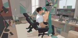 1boy1girl hatsune_miku nipples smewed tagme undressing vocaloid