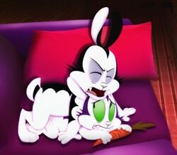 amegared bunnicula bunnicula_(series) carrot food forced furniture furry green_eyes hi_res lagomorph leporid male male/male mammal pillow plant rabbit rape sofa tongue vampire vegetable