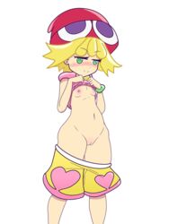 amitie beanie blonde_hair blush bracelet breasts clothing color_edit cute drawfag edit ether_core female green_eyes hat heart-shaped_pupils horny living_clothes navel nipples no_bra no_panties pants_down presenting_breasts presenting_pussy pussy puyo_puyo puyo_puyo_fever seductive seductive_smile shirt shirt_lift short_blonde_hair short_hair shorts sketch small_breasts smile third-party_edit wide_hips