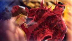2boys abs absol_(dkqthf) akaoni another_eidos_of_dragon_vein_r asian_mythology balls bandage bandaged_wrist bara beard beefy between_legs biceps big_areola big_balls big_breasts big_hands big_penis black_hair blonde_hair blowjob blurry_background blush breast_bigger_than_head breasts broad_shoulders brown_hair censored censored_balls censored_penis chest_hair chest_tuft clawed_fingers claws clenched_teeth completely_nude daddy demon demon_horns dilf domination drooling duo dutch_angle east_asian_mythology erect_nipples erection evil_grin eyebrow_scar fellatio forked_eyebrows gay grabbing grabbing_hair grin half-closed_eyes hi_res holding_penis huge_breasts huge_cock hunk indoors irezumi japanese_house japanese_mythology kneeling long_hair looking_at_another lying lying_on_back male male/male male_breasts male_only male_penetrated male_penetrating male_penetrating_male manly maou_abusorun mature_male mosaic_censoring multicolored_hair muscles muscular muscular_arms muscular_male mythology narrowed_eyes navel oni oni_horns oppai oral oral_penetration oral_sex pecs penis pointy_ears red_body red_horns red_penis saliva saliva_trail sanpaku scar scar_across_eye sex shaved_side short_hair sideburns sitting_on_person six_pack small_pupils spiked_shoulders spikes spread_legs steam steamy_breath sweat sweatdrop sweating sweaty tattoo tattoo_on_chest tattoo_on_legs tattooed_arm thick_eyebrows thick_neck thick_penis tied_hair tough_guy triceps two_tone_hair veiny_arms yakuza_tattoo yaoi