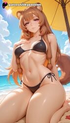 1girls 2025 ai_assisted ai_generated animal_ears anime artist_name beach bikini black_bikini blue_sky breasts brown_hair bust cloud explicit hi_res high_quality high_resolution highres long_hair looking_at_viewer navel outdoors patreon patreon_username raccoon_ears raccoon_tail raphtalia side-tie_bikini sky skypassion smile solo stable_diffusion swimsuit tail tate_no_yuusha_no_nariagari the_rising_of_the_shield_hero water watermark