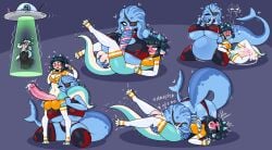 2020 alien alien_girl alien_humanoid blue_(limebreaker) blue_skin blushing breasts chibi chibi_style closed_mouth cum cum_in_mouth cumming embarresed futanari gigantic_breasts huge_balls huge_belly huge_breasts huge_cock huge_testicles limebreaker looking_embarrased looking_pleasured lunaris_(solar_pancake) opened_mouth oral rolling_eyes shy skirt tight_clothes two_tone_body two_tone_skin two_tone_tail ufo
