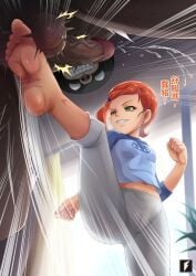 1boy 1girls artist_request ballbusting ballbusting_orgasm ben_10 breasts cbt clothed_female clothed_female_nude_male clothing female female_focus gwen_tennyson kicking_balls male nude nude_male small_breasts small_dom_big_sub smaller_female tagme tagme_(artist)