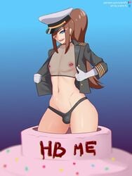 1boy 2019 bulge cake femboy girly looking_at_viewer male male_only nipple_piercing original original_character panties piercing rorry silent-fly trap