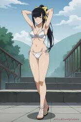 ai_generated armpit_fetish armpits arms_behind_head belly belly_button fit full_body lingerie narberal_gamma overlord_(maruyama) pinku.ai underwear