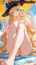 1girls 2025 ai ai_assisted ai_generated anime anime_style anus barefoot black_headwear blonde_hair blue_eyes breasts cleft_of_venus completely_nude drill_hair drill_sidelocks feet flower genshin_impact hat hat_flower hentai hi_res high_quality high_resolution highres hoyoverse jewelry large_breasts long_hair looking_at_viewer mihoyo mihoyo_technology_(shanghai)_co._ltd. natsuyoru navia_(genshin_impact) nipples nude open_mouth outdoors patreon paw_pose pussy sitting smile solo stable_diffusion toes umbrella vagina very_long_hair voluptuous voluptuous_female