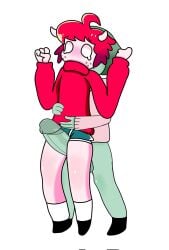 anon anonymous_male blue_shorts femboy gay_domination gay_male musical_serenade_singers quavernsfw questionable_consent red_hair red_sweater short_hair short_shorts strawberry_quaver taken_from_behind tears thigh_sex yaoi