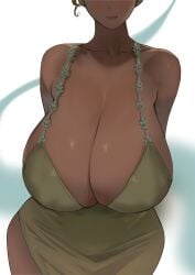 art artist breasts cleavage curvy_figure erikoartu female green_dress sexy_body sexy_pose top
