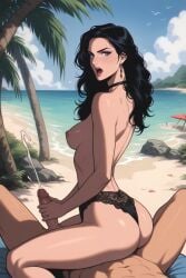 ai_generated arched_back ass beach black_hair black_panties breasts cd_projekt_red choker cum dark_hair daytime earrings ejaculation faprunner78 female handjob in_public long_hair looking_at_viewer looking_back natural_breasts nipples open_mouth outdoors panties penis plump_ass public public_exposure public_indecency public_nudity round_ass side_view sideboob sitting_on_person slim_girl slim_waist small_breasts stroking_penis sunny the_witcher_(series) the_witcher_3:_wild_hunt thick_thighs thighs topless waist yennefer yennefer_of_vengerberg
