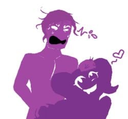 alternate_universe ambiguous_penetration bent_legs drool eyelashes five_nights_at_freddy's five_nights_at_freddy's_2 genderswap_(mtf) heart_around_head messy_hair naked nude pleasure_face purple_guy_(fnaf) purple_hair purple_skin rule_63 selfcest sex short short_female smile straight sweat sweating tall tall_male twintails white_eyes william_afton