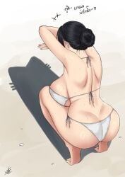 1girls arms_up ass back bare_shoulders beach big_ass big_breasts big_butt bikini bikini_bottom bikini_top bird's-eye_view black_hair breasts busty cat_shadow_puppet_(meme) crouching crouching_female curvaceous curvy curvy_female curvy_figure day daytime facing_away feet female female_focus female_only from_above from_behind hair_bun hairbun heart hi_res high-angle_view high_resolution highres huge_breasts large_ass large_breasts light-skinned_female light_skin mature mature_female meme meme_reference milf nush_(xter) oc original original_character outdoors outside pose posing reference sand shadow shadow_puppet shoulder_blades side-tie_bikini_bottom sideboob soles solo solo_female solo_focus spoken_heart squatting strap_gap sunlight sweat sweating sweaty sweaty_ass sweaty_back sweaty_body sweaty_breasts sweaty_butt swimsuit tagme thai_text tied_hair tiptoes viewed_from_above voluptuous voluptuous_female white_bikini xter xtermination
