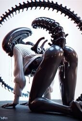 ai_generated dripping_pussy horny_female looking_back presenting_pussy white_sweater xenomorph