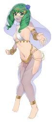 1girls breasts dancer dancer_outfit fire_emblem fire_emblem:_three_houses flayn_(fire_emblem) flower flower_in_hair green_eyes green_hair looking_at_viewer monstermilk nintendo small_breasts veil