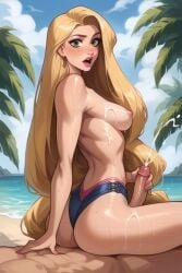 ai_generated ass back_view beach big_penis bikini bikini_bottom blonde_female blonde_hair blush breasts cum cum_on_breasts cum_on_thigh daytime disney earrings ejaculation eyeshadow faprunner78 green_eyes hips in_public lipstick long_hair looking_at_viewer looking_back makeup medium_breasts nail_polish natural_breasts nipples open_mouth outdoors penis pink_bikini plump_ass princess public public_exposure public_indecency public_nudity rapunzel rapunzel_(tangled) round_ass royal royalty shocked shocked_expression side_view sideboob sitting_on_person slim_girl slim_waist small_breasts sunny tangled thighs topless very_long_hair waist wide_hips