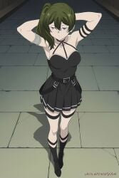 ai_generated armpit_fetish armpits breasts clothed clothing frieren_beyond_journey's_end full_body green_hair pinku.ai ubel_(sousou_no_frieren)