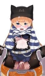 1boy absurdres alternate_costume beanie belt blonde_hair blue_eyes blush bodystocking bra breasts ciel_(mega_man) clothing_aside commission commissioner_upload cropped_hoodie cum cum_in_pussy cum_on_body cum_on_breasts dr._weil_(mega_man) eyelashes facial fauron714 female hat highres holding_another's_thighs hood hood_down hoodie long_bangs long_hair long_sleeves mechanical_ears mega_man mega_man_(series) mega_man_zero mega_man_zero_(series) missionary navel nipples non-web_source open_mouth panties panties_aside penis petite pleated_skirt sex skirt small_breasts spread_legs straight thighs torn_bodystocking torn_clothes transparent_background underwear vaginal_penetration