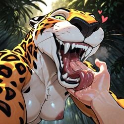 ai_generated black_lips breasts disney drool fangs felid feline female hand human_hand leopard licking licking_hand looking_at_viewer maw mouth nipples open_maw open_mouth sabor saliva sharp_teeth tarzan_(1999_film) teeth tongue tongue_out