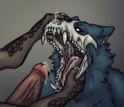 bodily_fluids bone claws cum cum_drip cum_in_mouth cum_inside dripping dumbass_(eppicgamer) duo forced foreskin genital_fluids genitals male male/male messy monster open_mouth penis rape scales sex skull skull_head skulldog_(species) sump_roach teeth tongue uncircumcised vein veiny_penis worried