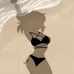 1girls beach bikini bikini_bottom bikini_top buttplug digital_drawing_(artwork) digital_media_(artwork) dildo dressed_shadow_(meme) female meme nude redlotus renee_graves sea shadow silhouette solo the_coffin_of_andy_and_leyley water watermark