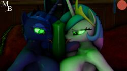 16:9 3d anthro arthropod breasts changeling cock_worship collaborative_fellatio double_titfuck equid fellatio female friendship_is_magic group group_sex hi_res horn licking mammal masterbrony mind_control my_little_pony oral paizuri penile penis penis_lick princess_celestia_(mlp) princess_luna_(mlp) queen_chrysalis_(mlp) royal_sisters_(mlp) sex sibling sister sisters teamwork threesome titjob tongue tongue_out unicorn